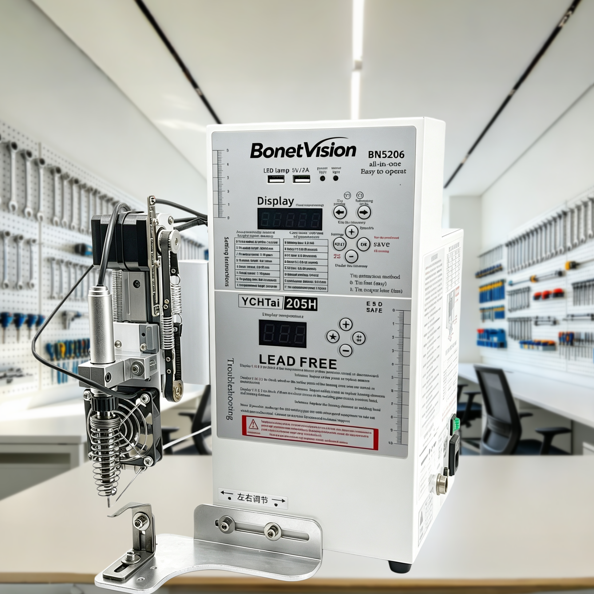 BonetAutomation Semi Automatic Soldering Machine Soldering Equipment for LED XT60 XT90 Aviation plug USB TYPE-C DB DC Connectors 110VAC/220VAC 200W